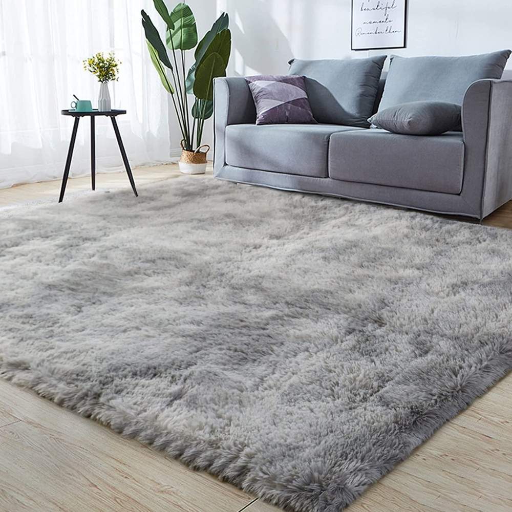 buy fuzzy silver rug online