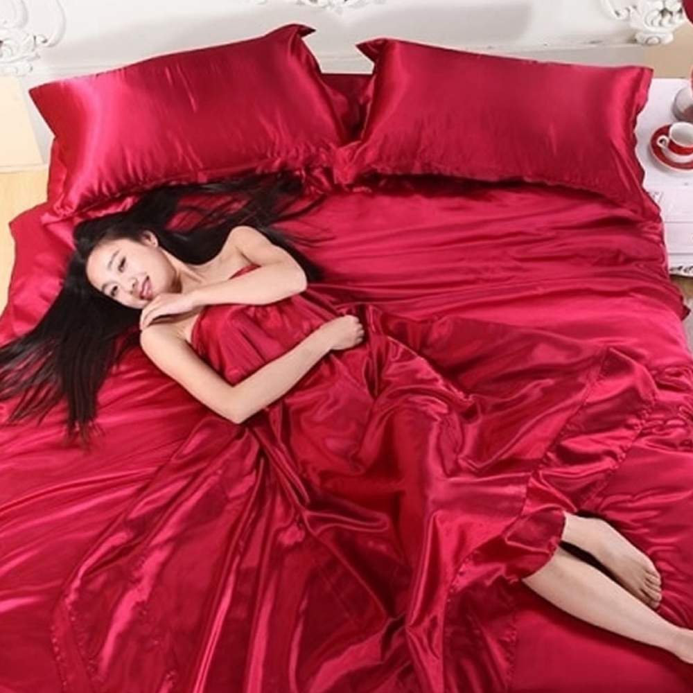 buy red satin silk sheets